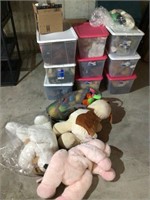 9 totes of stuffed animals +