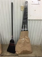 Six black corn brooms