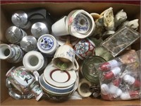 BOX OF ASSORTED CH8NA,GLASS & MORE