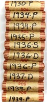 (10) Rolls 1930's Wheat Cent Penny Lot