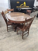 Glass Top Kitchen Table w/ Leaf, 4 Chairs