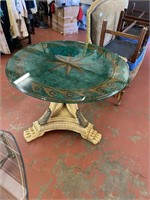 Green Top Table with Painted Base