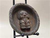 Primative terracotta figurial plate