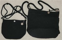 Lot of 2 Black Sak Crochet Purses Handbags