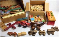 Vintage Wooden Toys- Wood Blocks, Cars, Planes