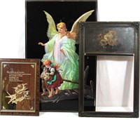 Guardian Angel Print, Prayer Mirror, Trumeau Frame