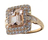 14kt Rose Gold 3.11 ct Morganite & Diamond Ring