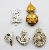 (5) BRITISH ARMY / REGIMENT CAP BADGE