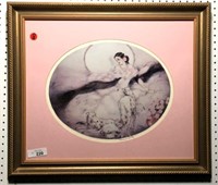 Icart Lady with Dog Framed Print