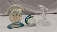 Dolphin clock, paperweight & figure