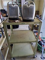 2 small heaters and tall Rolling cart