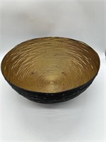 Beautiful Metal Decorative Bowl Black/Gold 13.5"