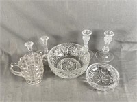 Cross and Olive & Pinwheel Bowls, Crystal Candle