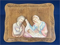 Vintage Mary, Joseph and Baby Jesus chalkware on