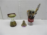 Pottery Ink Well/Art Brushes/Camo Lantern