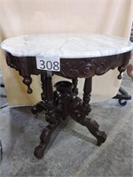 Antique Mahogany Marble Top Accent Table
