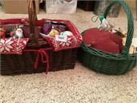 2 baskets of ornaments