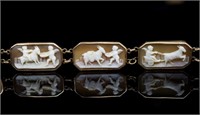 Early 20th C. carved cameo set yellow gold