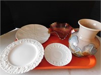 5 Pcs-3 Wedgewood Plates, Carnival Dish, Vase#6516