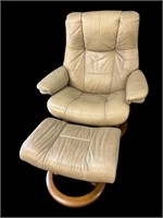 LEATHER NORWEGIAN STRESSLESS CHAIR AND OTTOMAN