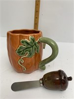 Pumpkin mug and acorn spreader