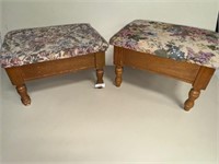 (2) 15" Daisy Chrysanthemum Woven Footstools