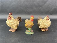 Two Hens and a Rooster