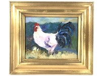 Shirley Moffitt Oil on Canvas Board, Rooster