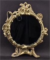 Art Nouveau Style Round Brass Mirror