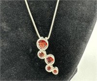 925 Silver Red Stones Necklace