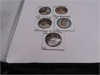 (5) 1964 Collector's Baseball Metal Tokens