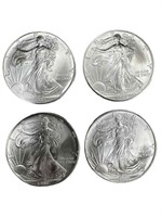 (4) 1994 American Eagle 1 oz. Silver dollars, UNC