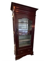 Mahogany Glass Door Cabinet w/ Secret Compartment