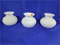 Three Milk White Glass Globes