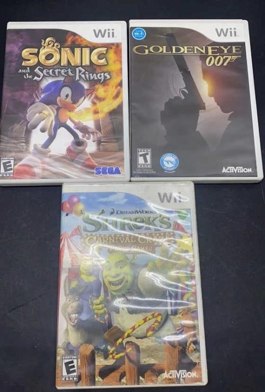 Wii game lot SHREK, 007, SONIC