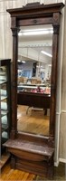 Walnut carved pier mirror with marble