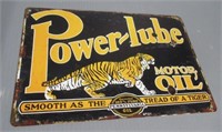 Modern tin Power-lube  sign. Measures: 7.75" H x