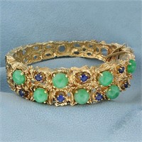 Graduated Natural Sapphire and Jade Heavy Bangle B