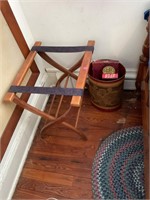 Vintage Suitcase Rack & Trashcan