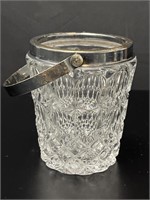 Cut Glass Crystal Silverplate Ice Bucket