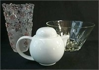 Glass vase , Bowl and teapots