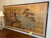 4 PANEL WALL ART OF PEACOCK APPROX. 66 IN W X 36 I
