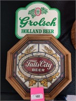 Grolsch and Falls City bar signs