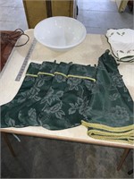 4 green and gold matching stockings and tree skirt