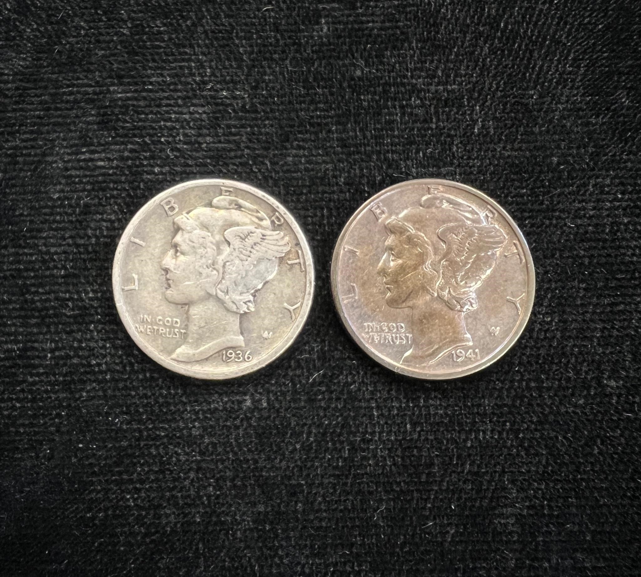 1936 & 1941 Mercury Silver Dimes
