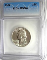 1964 Quarter ICG MS66+ LIST$165