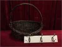 Wicker Basket & 15" Coat Rack