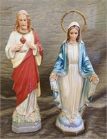 Plaster Jesus and Mary Figurines