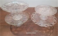 4 Vintage Glass Cake Pedestals