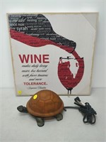 Turtle Night Light and Decorative Wine Sign